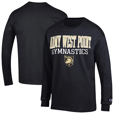 Men's Champion Black Army Black Knights Gymnastics Stacked Long Sleeve T-Shirt