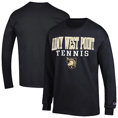 Men's Champion Black Army Black Knights Tennis Stacked Long Sleeve T-Shirt