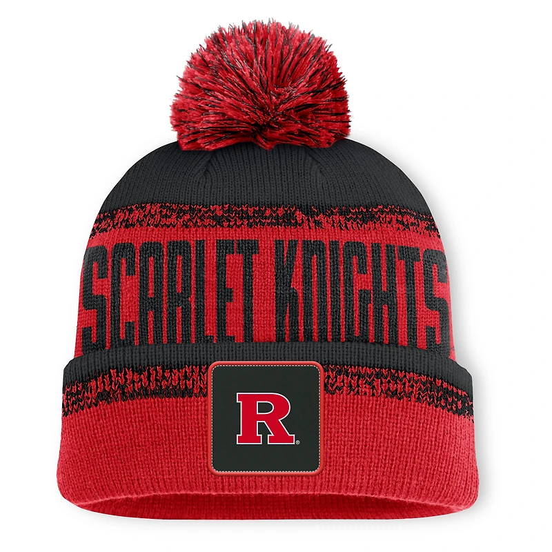 Men's Fanatics Scarlet/Black Rutgers Scarlet Knights Thrive Cuffed Knit Hat with Pom