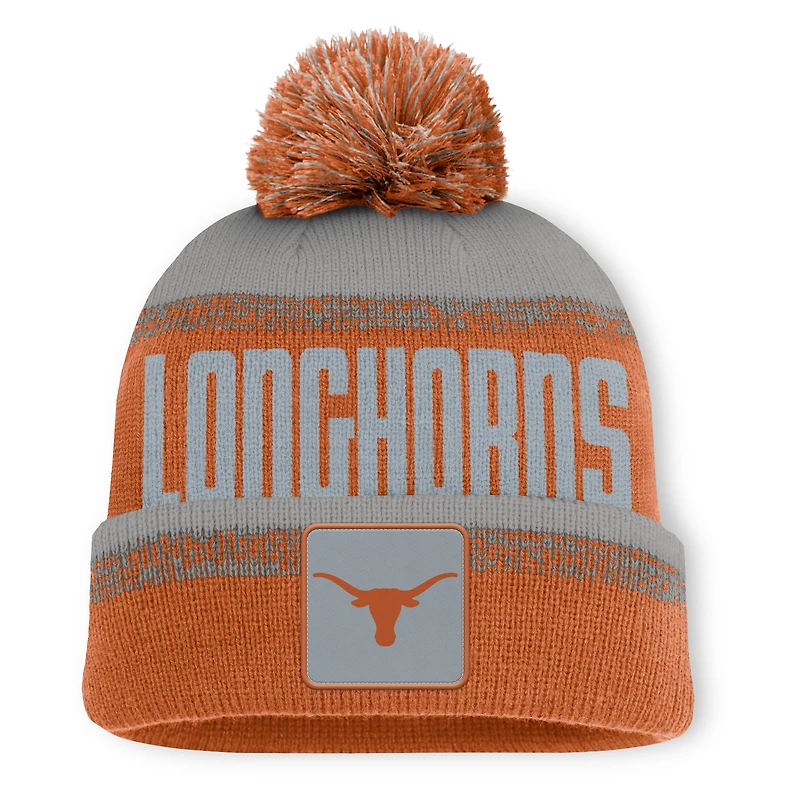 Men's Fanatics Texas Orange/Gray Texas Longhorns Thrive Cuffed Knit Hat with Pom