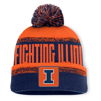 Men's Fanatics Navy/Orange Illinois Fighting Illini Thrive Cuffed Knit Hat with Pom