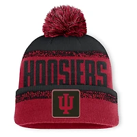 Men's Fanatics Crimson/Black Indiana Hoosiers Thrive Cuffed Knit Hat with Pom