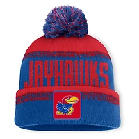 Men's Fanatics Royal/Red Kansas Jayhawks Thrive Cuffed Knit Hat with Pom