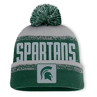 Men's Fanatics Green/Gray Michigan State Spartans Thrive Cuffed Knit Hat with Pom