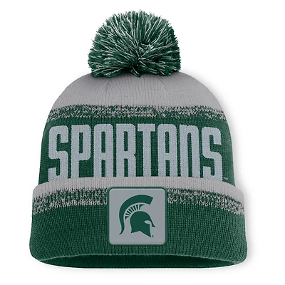 Men's Fanatics Green/Gray Michigan State Spartans Thrive Cuffed Knit Hat with Pom