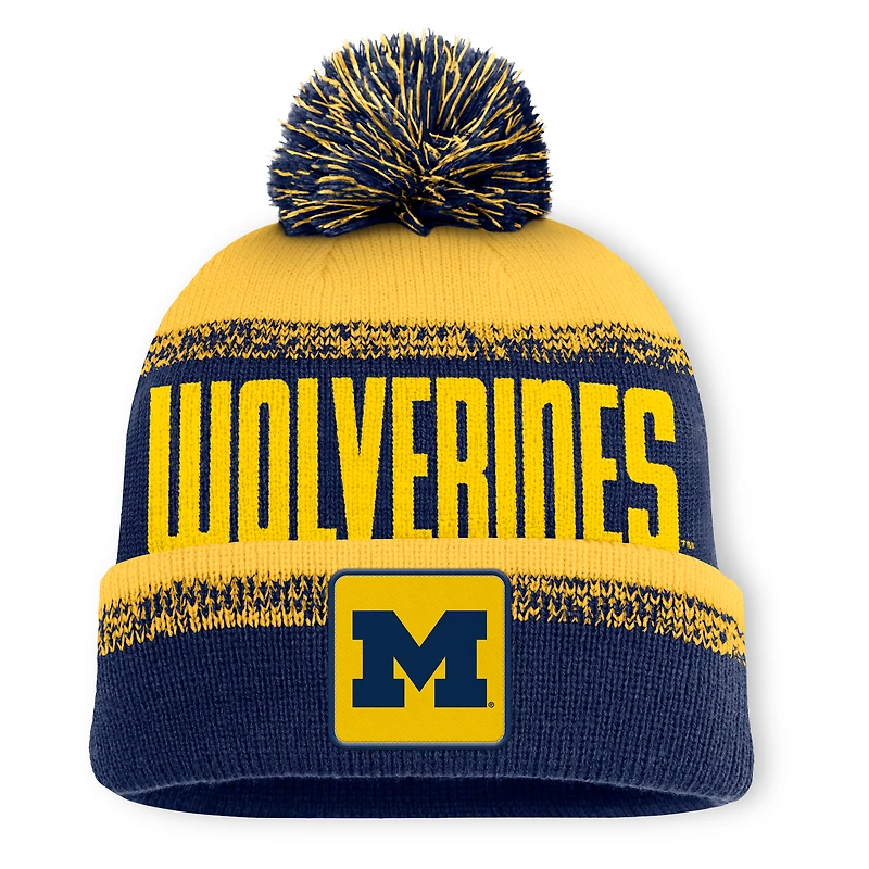 Men's Fanatics Navy/Maize Michigan Wolverines Thrive Cuffed Knit Hat with Pom