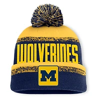 Men's Fanatics Navy/Maize Michigan Wolverines Thrive Cuffed Knit Hat with Pom