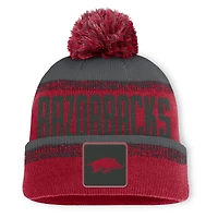 Men's Fanatics Cardinal/Gray Arkansas Razorbacks Thrive Cuffed Knit Hat with Pom