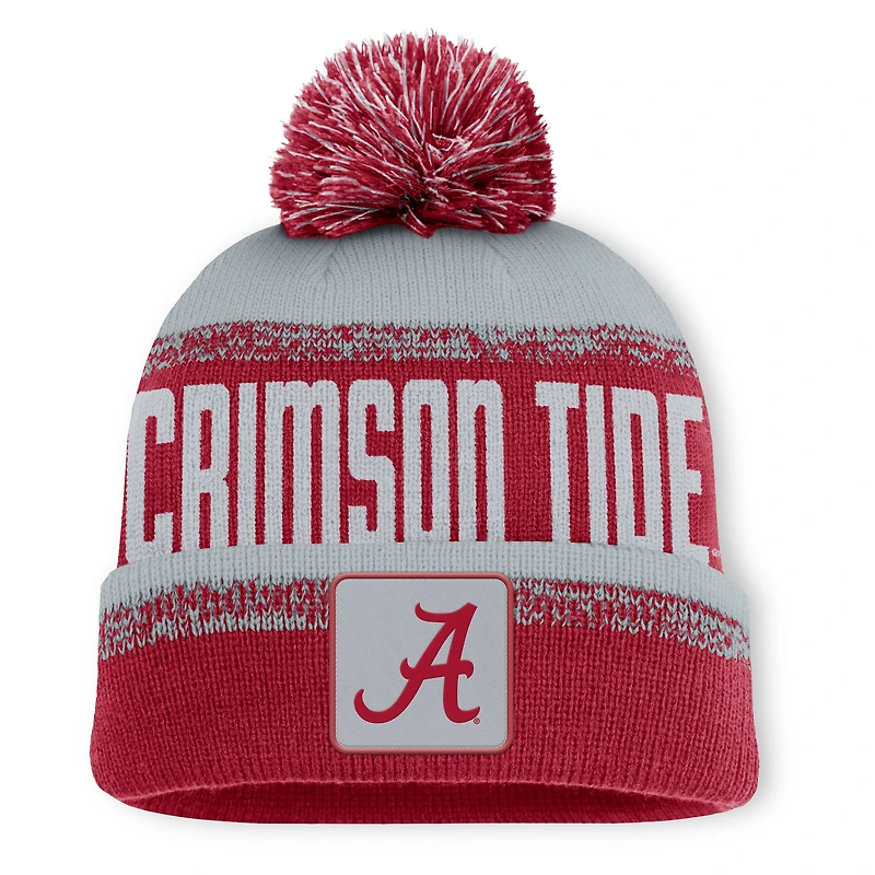 Men's Fanatics Crimson/Gray Alabama Crimson Tide Thrive Cuffed Knit Hat with Pom