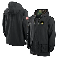 Men's Nike Black Oregon Ducks 2025 NCAA Military Appreciation Full-Snap Jacket