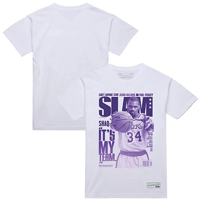 Men's Mitchell & Ness Shaquille O'Neal White Los Angeles Lakers SLAM Gradient T-Shirt
