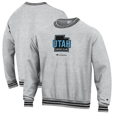 Men's Champion  Black Utah Mammoth Reverse Weave Yarn Dye Pullover Crewneck Sweatshirt