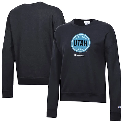 Women's Champion  Black Utah Mammoth Fleece Crewneck Pullover Sweatshirt