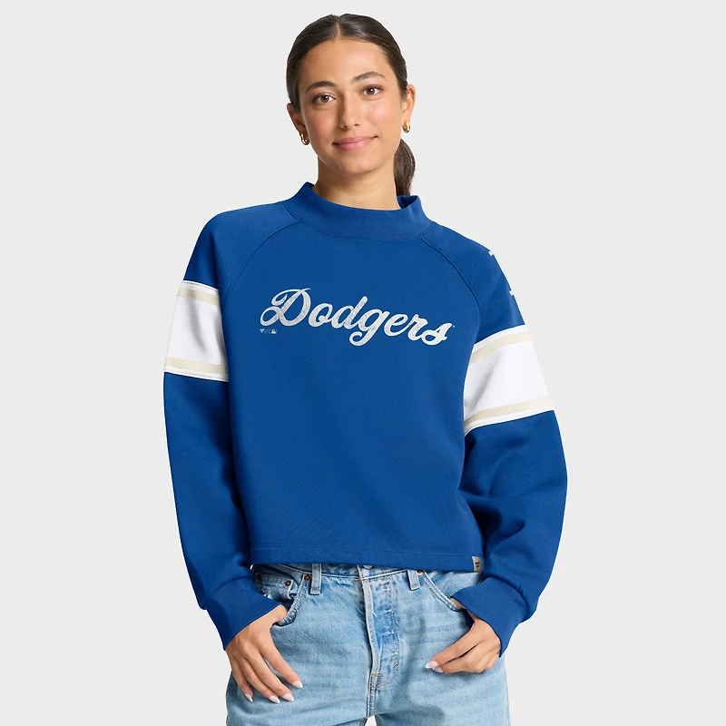 Women's Fanatics Royal Los Angeles Dodgers Oversized Toss Sweep Raglan Pullover Sweatshirt