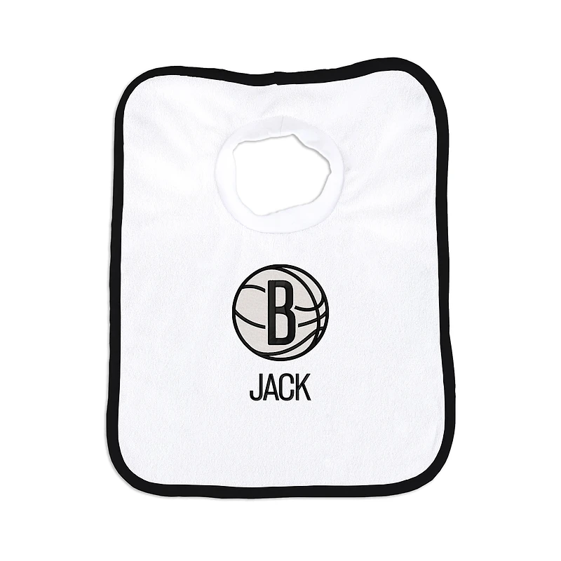 Infant Chad & Jake White Brooklyn Nets Personalized Pullover Bib