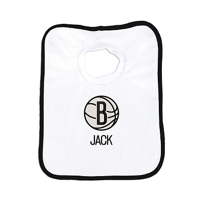 Infant Chad & Jake White Brooklyn Nets Personalized Pullover Bib