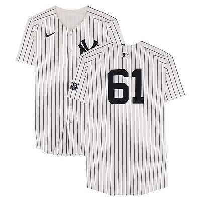 Jake Cousins New York Yankees ALDS Player-Worn #61 White Pinstripe Nike Jersey vs. Kansas City Royals on October 5, 2024