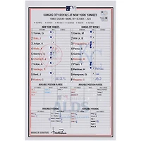 New York Yankees Game-Used ALDS Lineup Card vs. Kansas City Royals on October 7, 2024