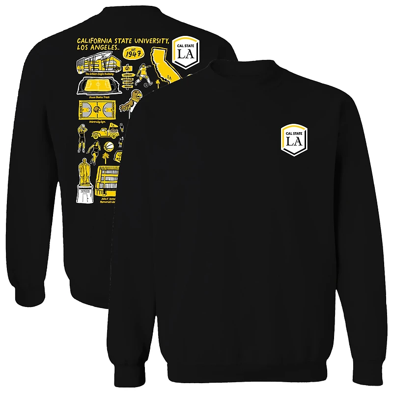 Women's Vive La Fete  Black Cal State L.A. Golden Eagles Impressions Artwork Pullover Sweatshirt