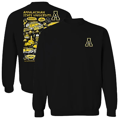 Women's Vive La Fete  Black Appalachian State Mountaineers Impressions Artwork Pullover Sweatshirt