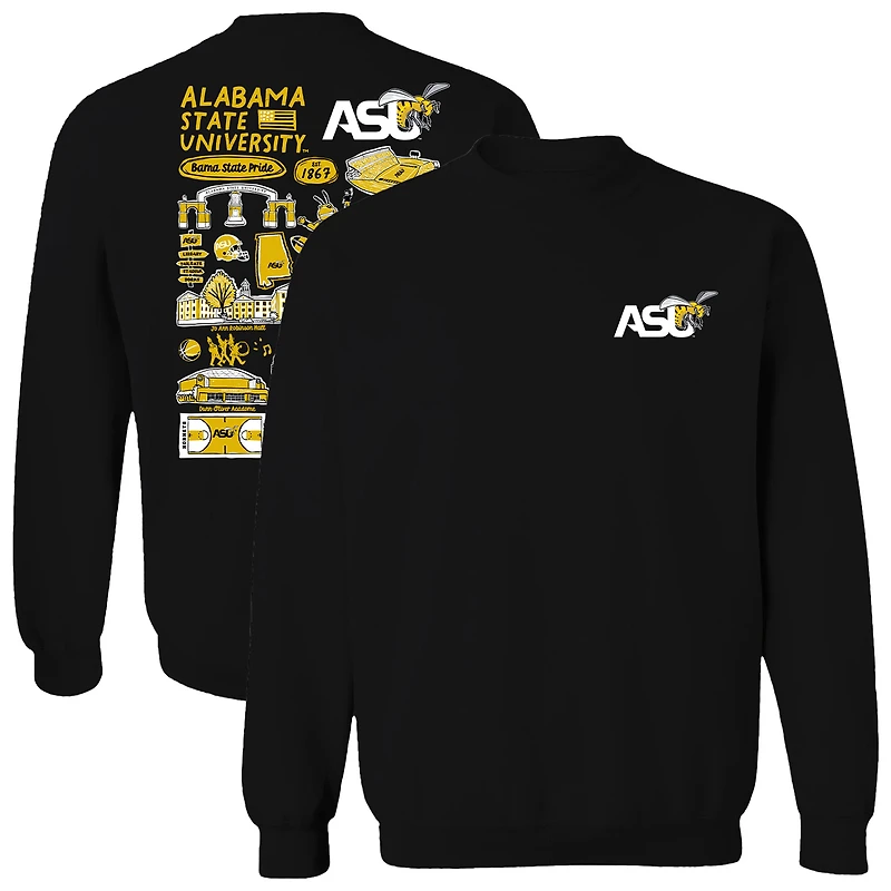 Women's Vive La Fete  Black Alabama State Hornets Impressions Artwork Pullover Sweatshirt