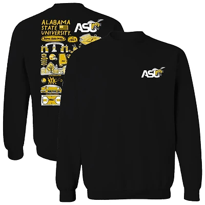 Women's Vive La Fete  Black Alabama State Hornets Impressions Artwork Pullover Sweatshirt
