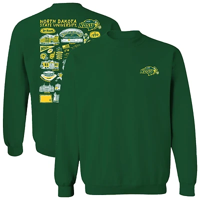 Women's Vive La Fete  Green NDSU Bison Impressions Artwork Pullover Sweatshirt