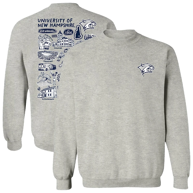 Women's Vive La Fete  Gray New Hampshire Wildcats Impressions Artwork Pullover Sweatshirt