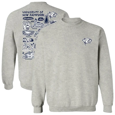 Women's Vive La Fete  Gray New Hampshire Wildcats Impressions Artwork Pullover Sweatshirt
