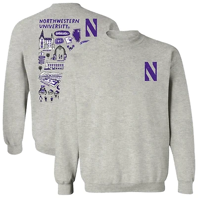 Women's Vive La Fete  Gray Northwestern Wildcats Impressions Artwork Pullover Sweatshirt