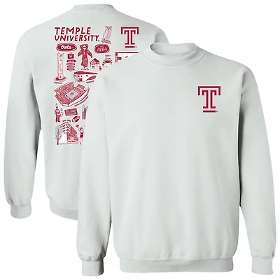 Women's Vive La Fete Temple Owls Impressions Artwork Pullover Sweatshirt