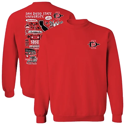 Women's Vive La Fete  Red San Diego State Aztecs Impressions Artwork Pullover Sweatshirt