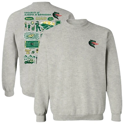 Women's Vive La Fete  Gray UAB Blazers Impressions Artwork Pullover Sweatshirt