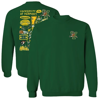 Women's Vive La Fete  Green Vermont Catamounts Impressions Artwork Pullover Sweatshirt