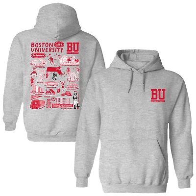 Women's Vive La Fete  Gray Boston University Impressions Artwork Pullover Hoodie