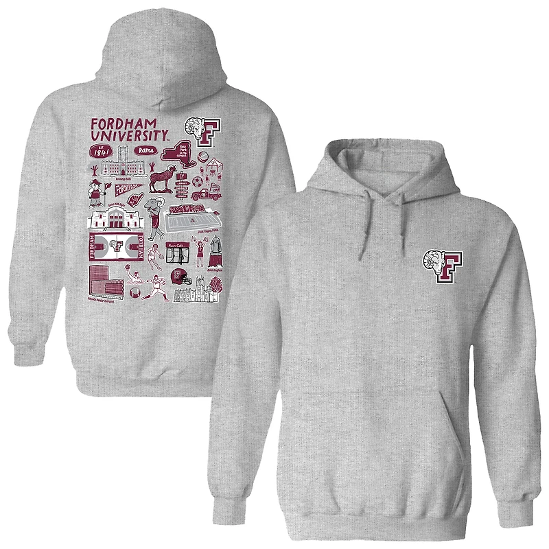 Women's Vive La Fete  Gray Fordham Rams Impressions Artwork Pullover Hoodie