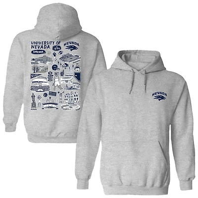 Women's Vive La Fete  Gray Nevada Wolf Pack Impressions Artwork Pullover Hoodie