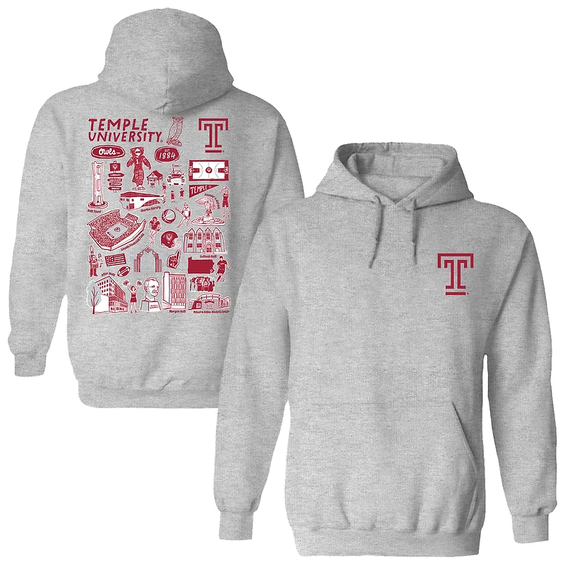 Women's Vive La Fete Temple Owls Impressions Artwork Pullover Hoodie