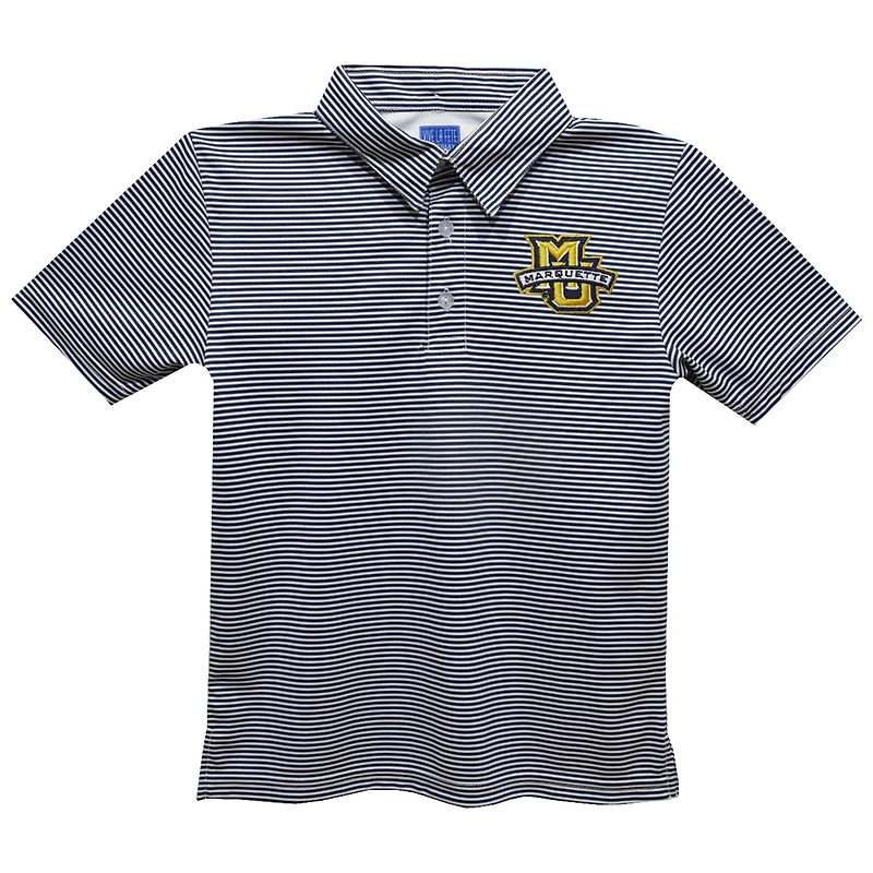 Toddler Vive La Fete Navy Marquette Golden Eagles Pencil Stripe Polo