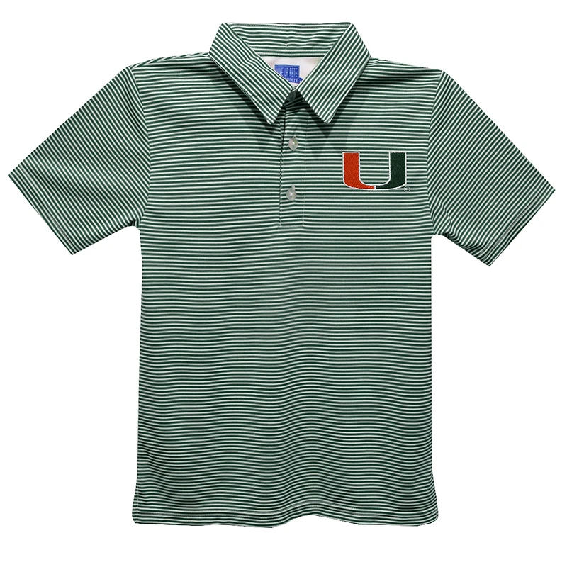 Toddler Vive La Fete Green Miami Hurricanes Pencil Stripe Polo