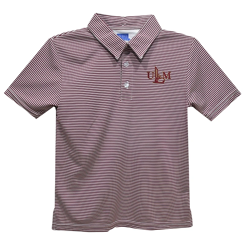 Toddler Vive La Fete Maroon ULM Warhawks Pencil Stripe Polo