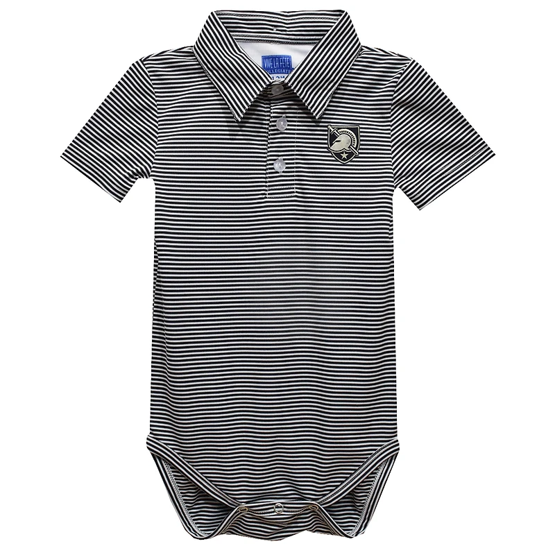 Infant Vive La Fete  Black Army Black Knights Polo Pencil Stripe Bodysuit
