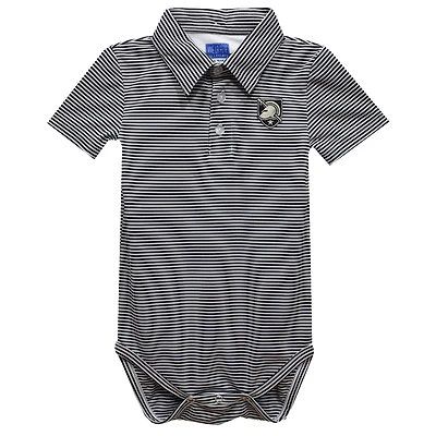 Infant Vive La Fete  Black Army Black Knights Polo Pencil Stripe Bodysuit