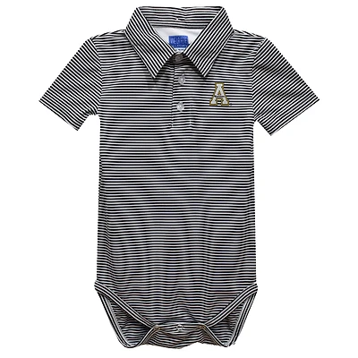 Infant Vive La Fete  Black Appalachian State Mountaineers Polo Pencil Stripe Bodysuit
