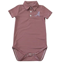 Infant Vive La Fete  Crimson Alabama Crimson Tide Polo Pencil Stripe Bodysuit