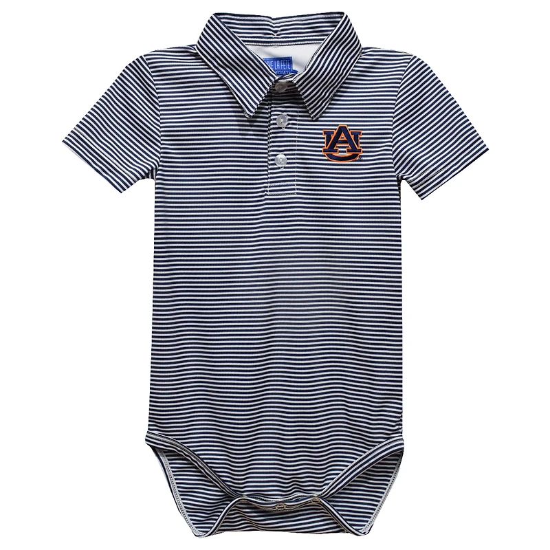 Infant Vive La Fete  Navy Auburn Tigers Polo Pencil Stripe Bodysuit