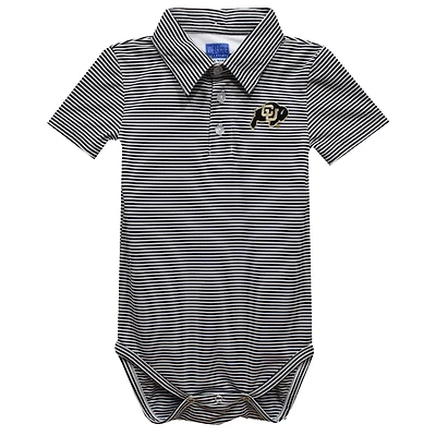 Infant Vive La Fete  Black Colorado Buffaloes Polo Pencil Stripe Bodysuit