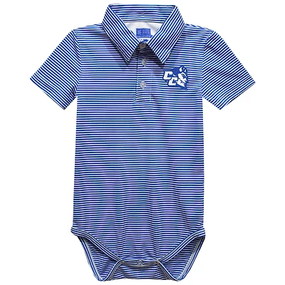 Infant Vive La Fete  Blue Central Connecticut State Blue Devils Polo Pencil Stripe Bodysuit