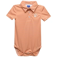 Infant Vive La Fete  Orange Clemson Tigers Polo Pencil Stripe Bodysuit