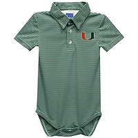Infant Vive La Fete  Green Miami Hurricanes Polo Pencil Stripe Bodysuit